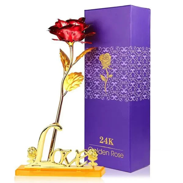 24k Gold plated Rose with love Holder box Gift valentine's day and mother's day Gift