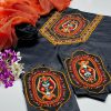 Black Embroidery work stuff katan silk