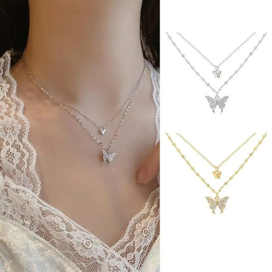 Multi layer diamond butterfly chain for girls trendy beautiful look