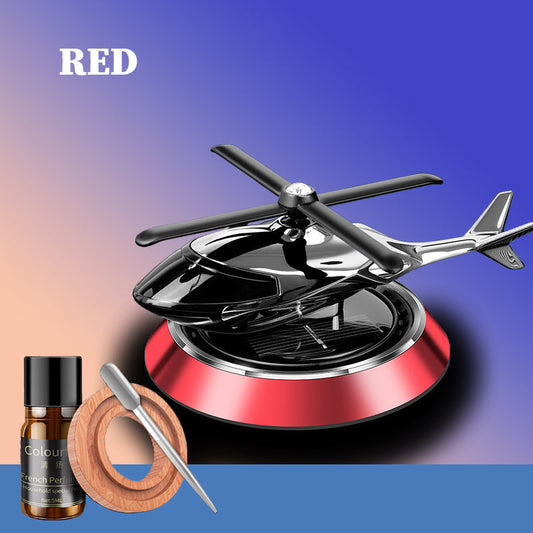 Red color car Aroma diffuser Air fresher solar power car dashboard Helicopter with refill perfume