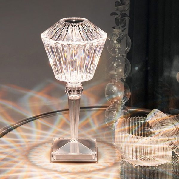 Rose Diamond Table  touch lamp crystal USB chargeable