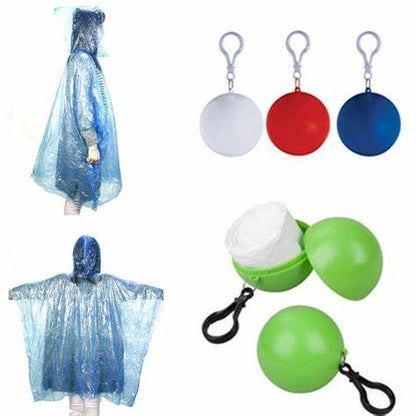 unisex Raincoat disposable portable rain jacket poncho rainwear keyring ball raincoat